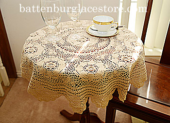 Tablecloth Round Topper. 32 inches Round. Wheat color